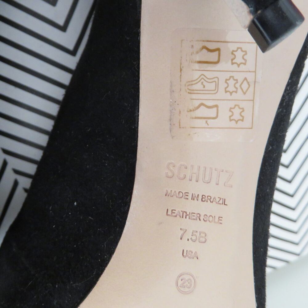 Schutz Lou Black Classic Suede Pump Stiletto Heel 7.5 Women's - Picture 6 of 9